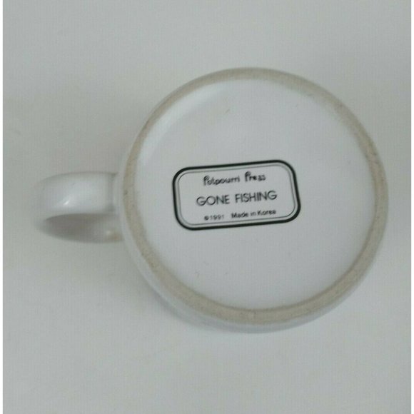 Vintage 1991 Potpourri Press Gone Fishing Coffee Cup Mug Rare 3.5" Tall - Picture 6 of 7